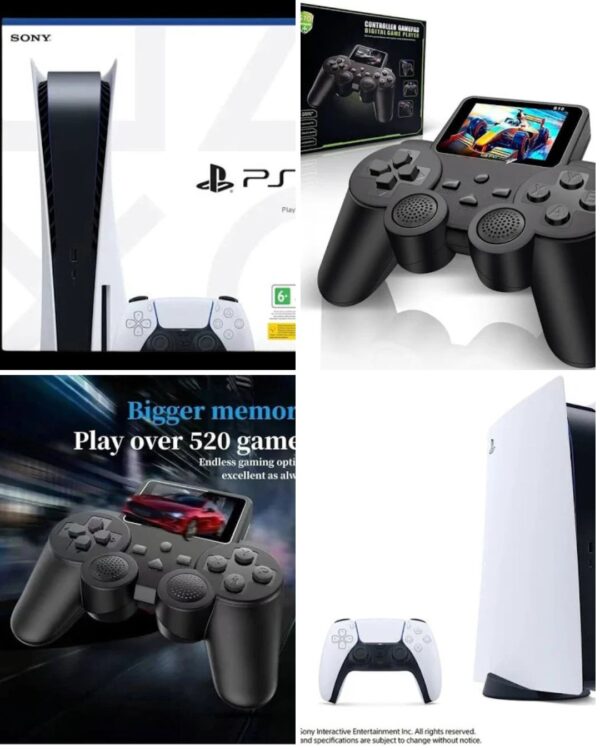Sony PlayStation 5 Console & Amisha Gift Gallery 500-in-1 Handheld Retro Gaming Set – Perfect Combo for Kids and Gamer